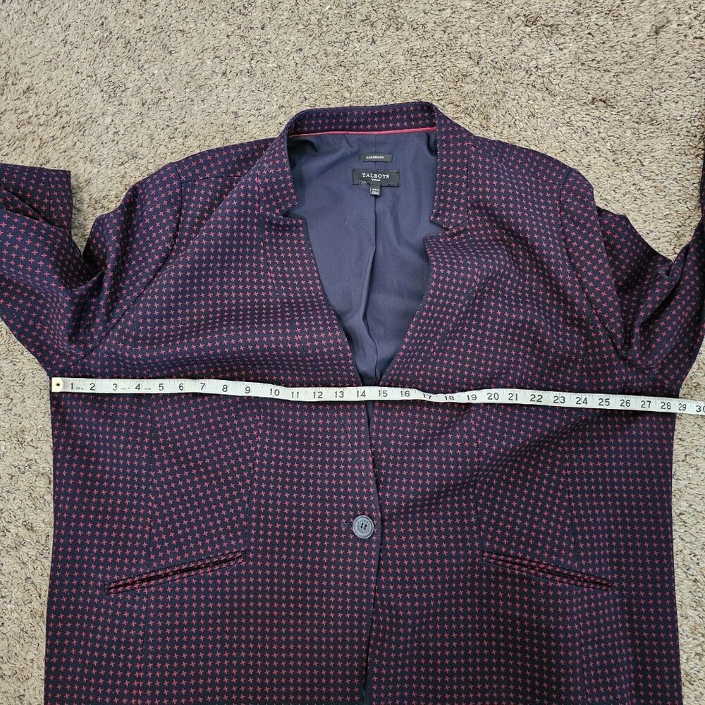 Talbots Aberdeen Jacquard Check Knit 1-Button Collared Blazer Womens Career 24W - Picture 10 of 12
